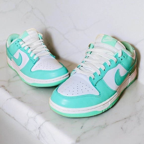 Nike Shoes - EUC RARE Women’s Nike Low Dunk Green Glow/White Sneakers - HTF